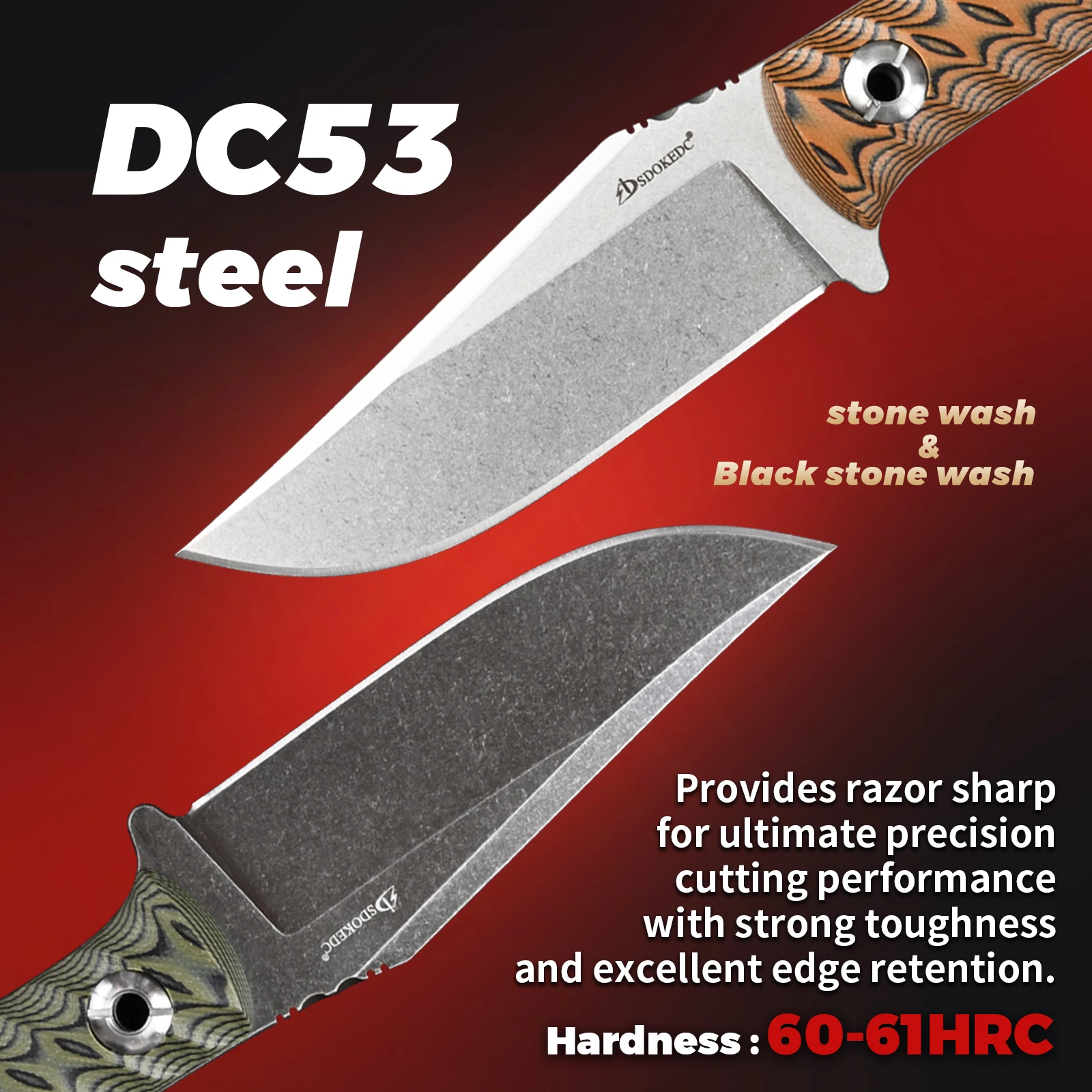 SDOKEDC Outdoor Edc Fixed Blade Knife Camping Backpacking Survival Convenient Pocket Straight Sharp Knife Mens Gift Multitool