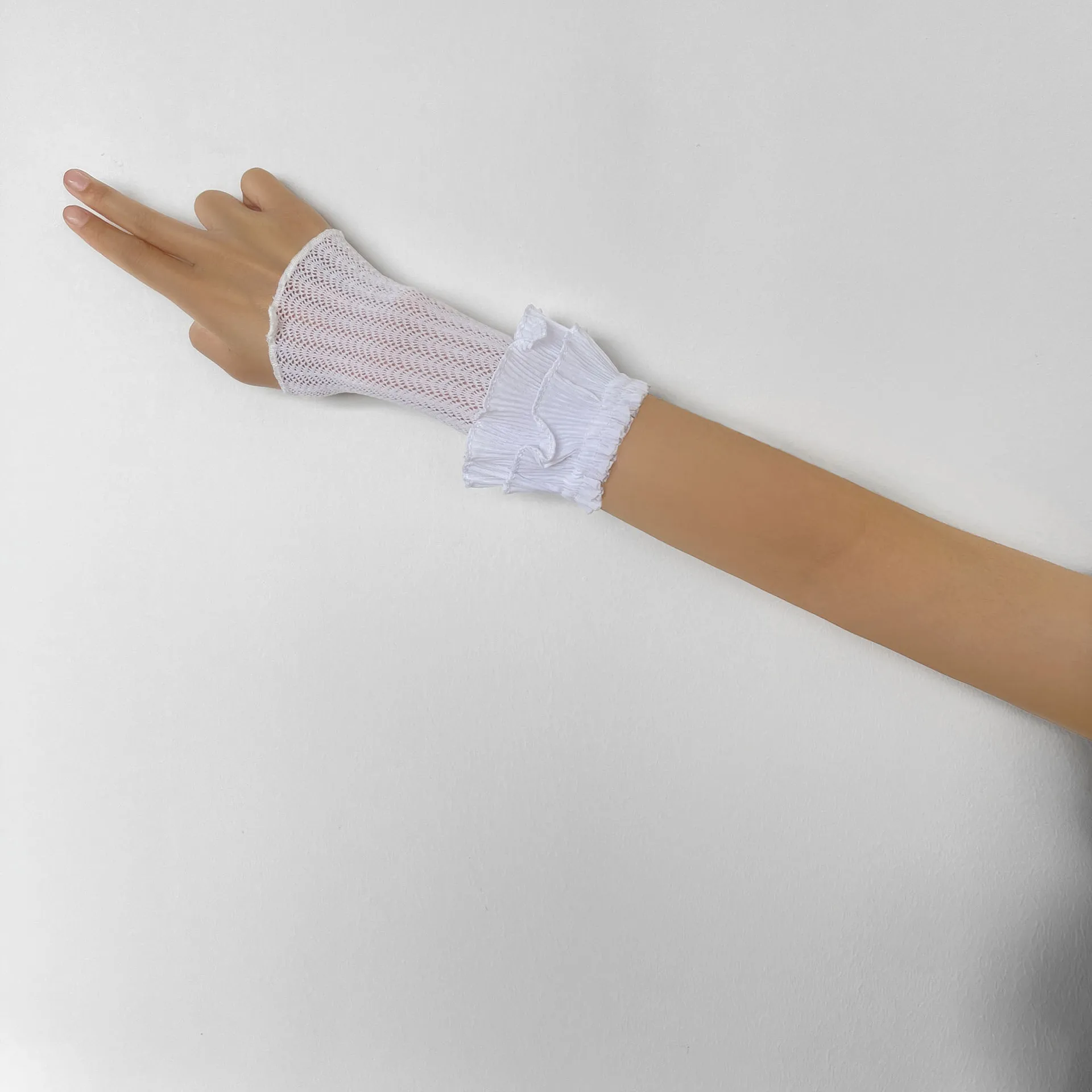 قفازات كونسيلر رفيعة للفتيات ذات طبقات مزدوجة من الدانتيل للحماية من الشمس من لوليتا بأكمام يدوية #3