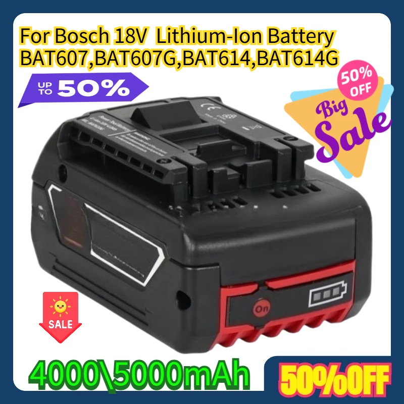 

For Bosch 18V 4.0 5.0AH Lithium-Ion Battery BAT607,BAT607G,BAT614,BAT614G
