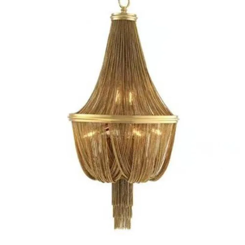 

Living room tassel chandelier, apartment villa hollow loft chain light