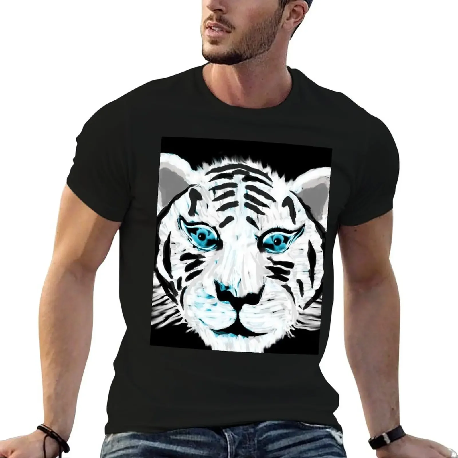 

White Tiger Love T-Shirt T-shirts oversize animal prinfor boys t shirts for men graphic