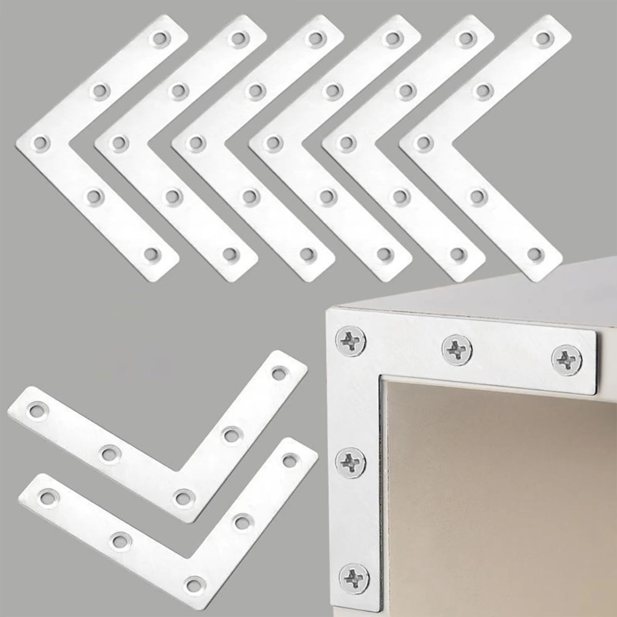 10 Pcs Flat Corner Brace, L Type Shelf Bracket 50/80mm, Heavy Duty Stainless Steel Shelf Supports