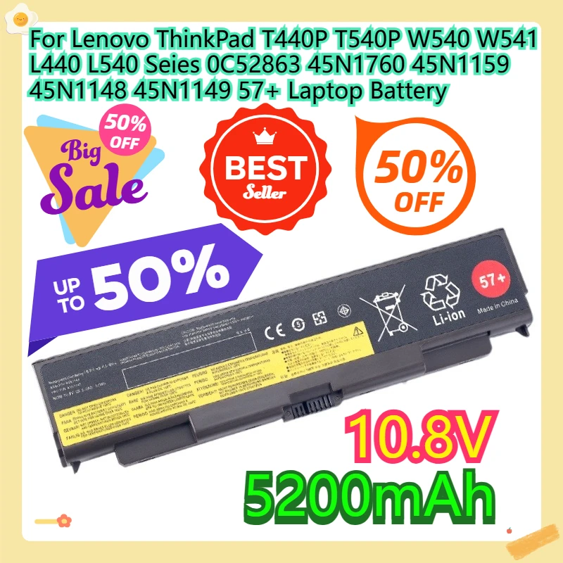 

For Lenovo ThinkPad T440P T540P W540 W541 L440 L540 Seies 0C52863 45N1760 45N1159 45N1148 45N1149 57+ Laptop Battery