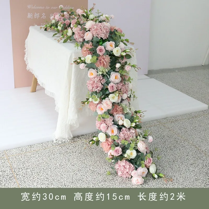 Wedding Hotel Banquet President's Table Flower Western European Simulation Long Flower Row Tail Flower Art Wedding Party Decorat