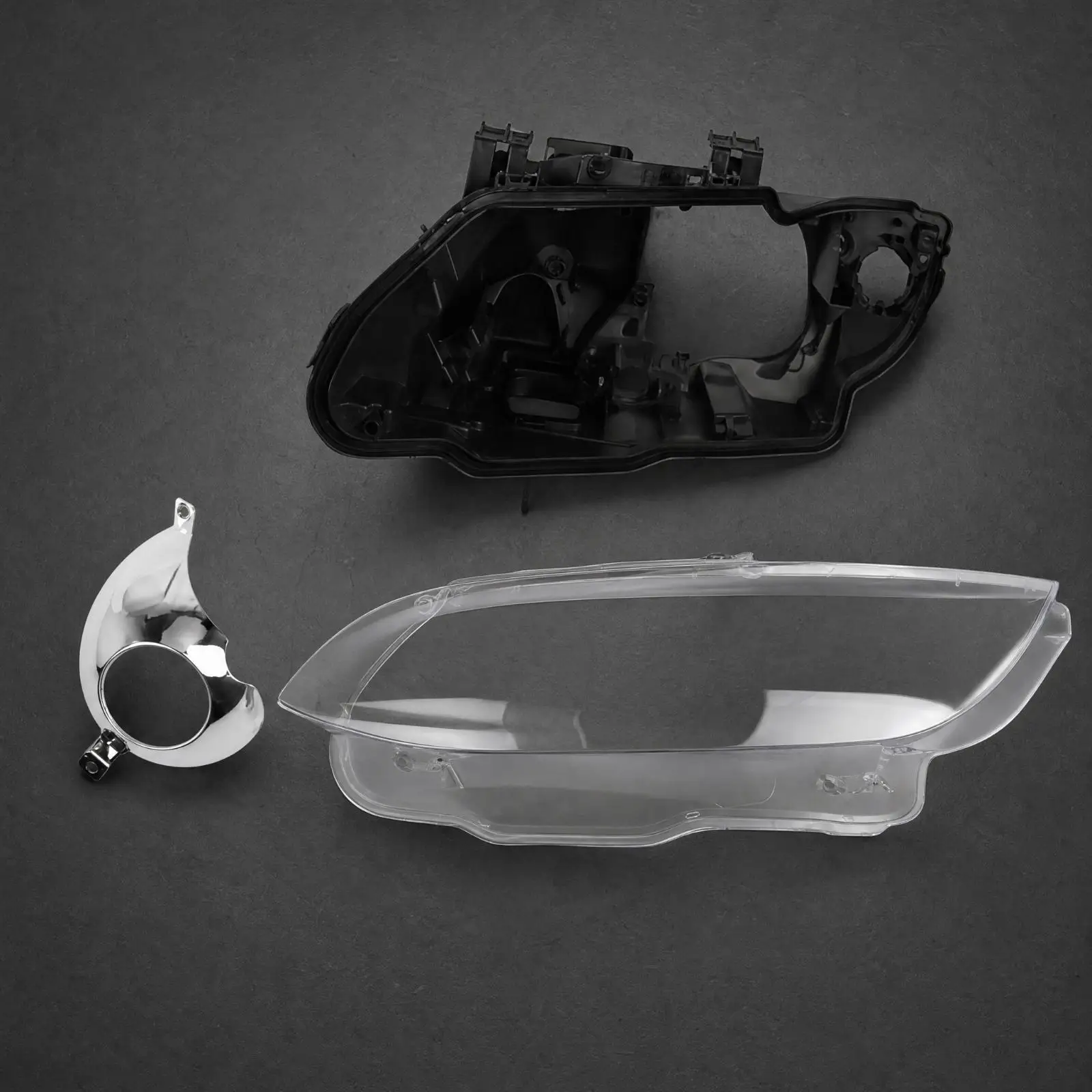 Headlight Lamp Cover Replacement for BMW E92 Coupe 2006-2009 PC Lens Black Base Chrome Trim