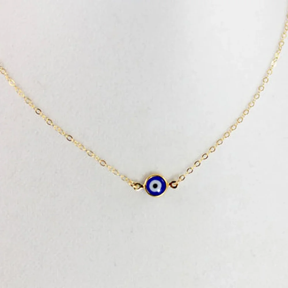 عيون الشر أعماق البحار الأزرق قلادة قلادة معدنية رقيقة سلسلة مجوهرات تركيا عيون زرقاء السيدات مجوهرات هدية #2