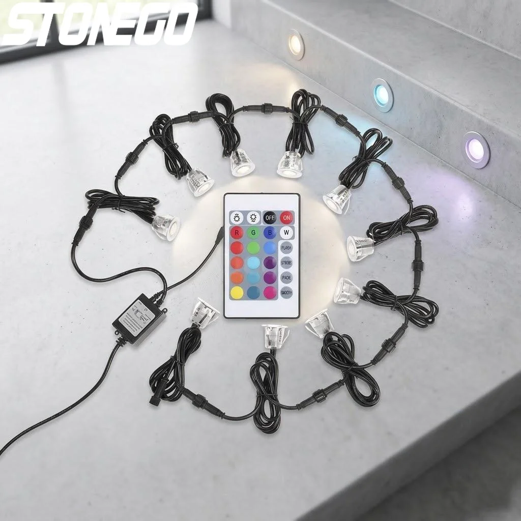 

32mm LED Deck Lights 0.6W 500LM SMD2835 Small Recessed Inground LED Lights RGBW Color Changing for Outdoor Indoor Use