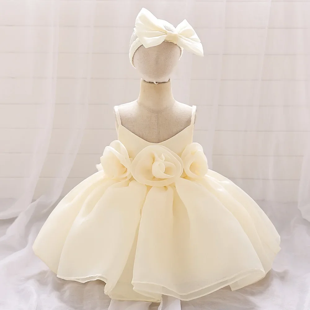 Girls Party Dress 4 Colors 100cm-130cm Kids Pink Dresses Wedding Birthday Ball Gown Children Photograph Costumes Princess