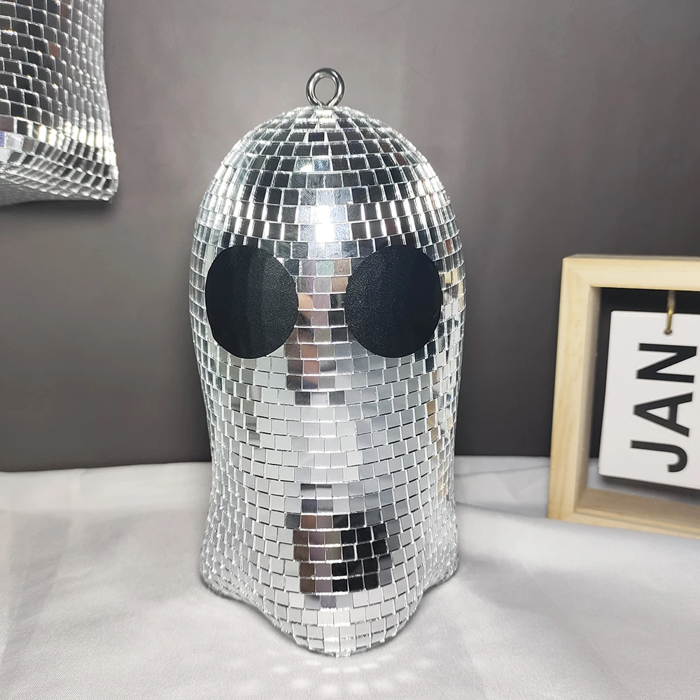 Disco Ghost Bedroom Decoration Hanging Disco Ball Reflective Party Decor Silver Mirror Ghost Halloween Decoration