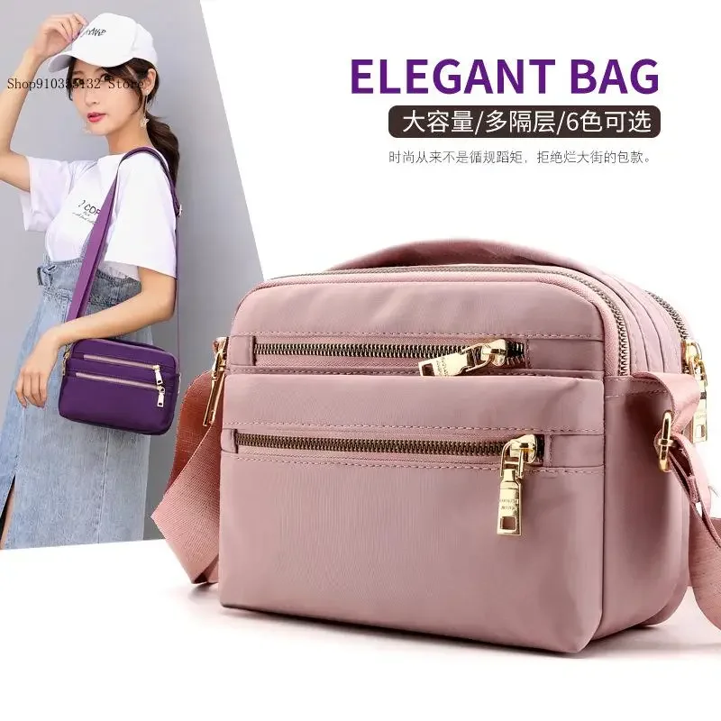 Multi Layer Multifunctional Casual Cloth Bag Waterproof Nylon Handbag Single Shoulder Crossbody Bag for Women