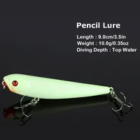 5pcs/Lot Night Glow Crankbaits Fishing Lures Set Minnow Wobblers Popper Vib Pencil Luminous Artificial Baits Kit With Lure Box 4