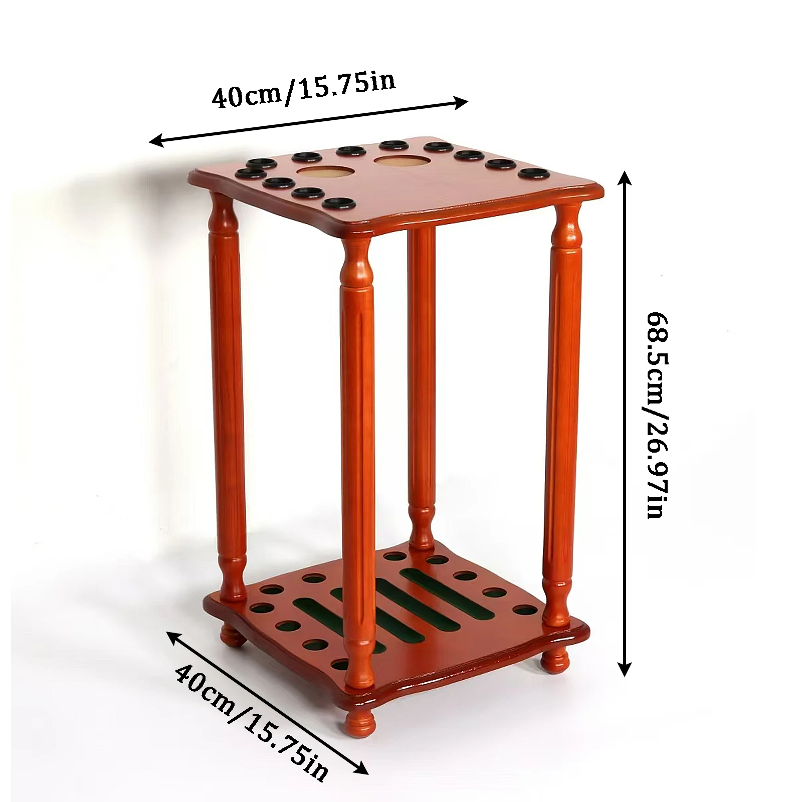 Solid Wood 12hole Square Floor Standing Pool Cue Rack