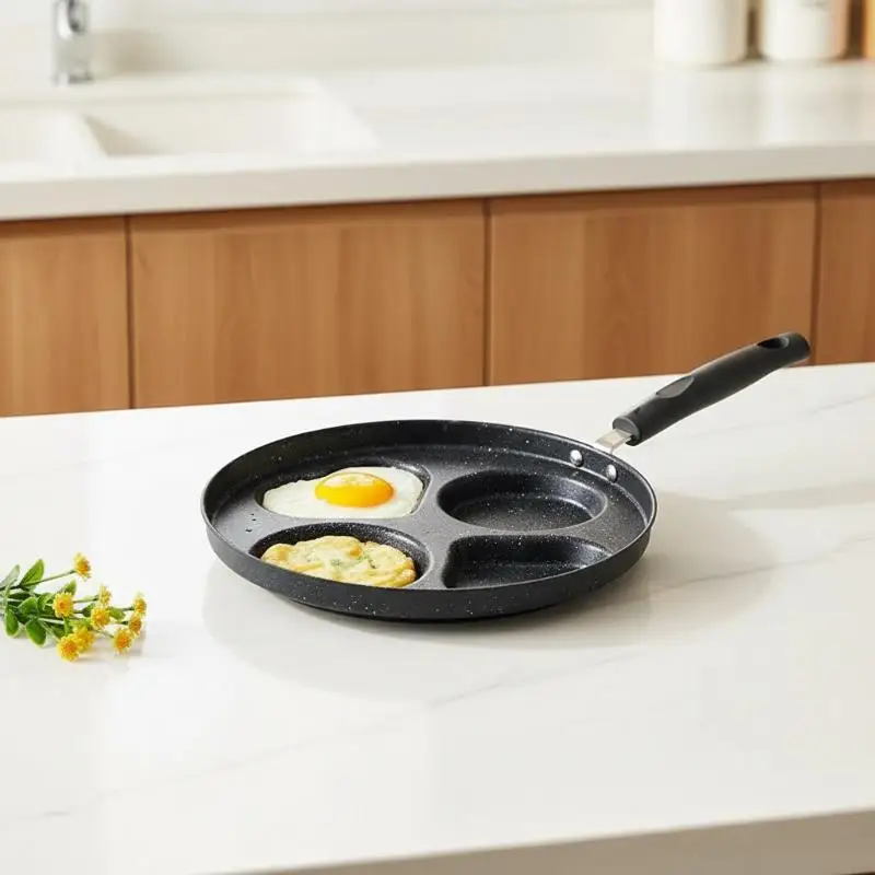 Nonstick Frying Pan Food Grade Coating Anti-scald Handle 1/3/4/7 Hole Design for Home Kitchen Omelet Crepe Making