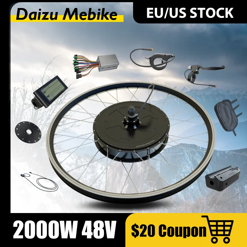 

Ebike Conversion Kit 48V 1500/2000W Ebike Kit Brushless Hub Motor Wheel Electric Bicycle 26inch 700C Motor Wheel Snow Bike