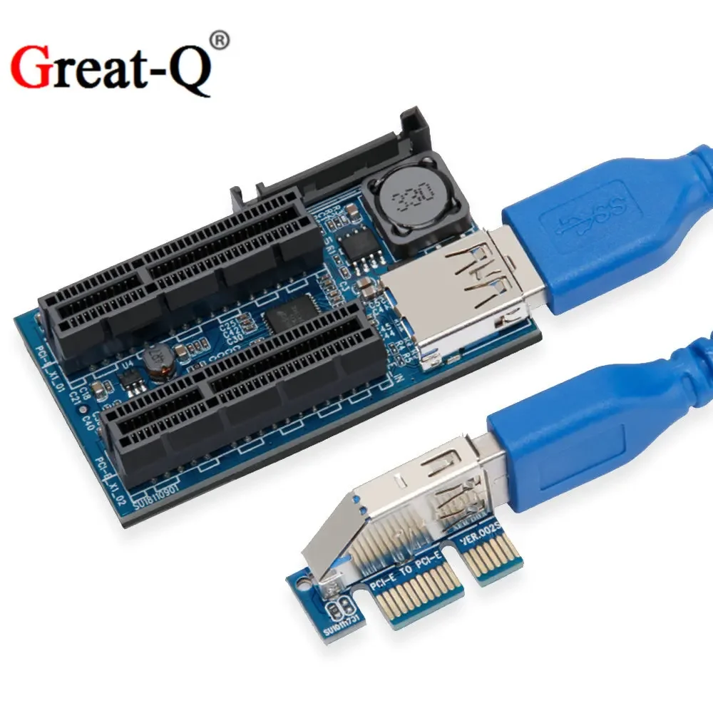 PCI-E 1X extension cable to PCIe dual port 4X adapter cable PCI-E expansion card network card dual interface extension line