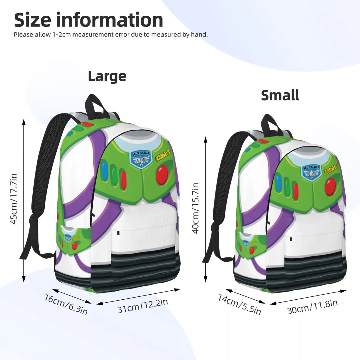 Toy Story Buzz Lightyear\'s Space Suit Backpack for Men Women Teenage High School Business Daypack Laptop Canvas Bags Outdoor