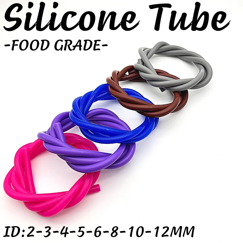 1/3/5M Food Grade Color Silicone Tube, Inner Diameter 2~12mm, Soft, Easy to Bend, Anti-Aging, Non Yellowing Color Silicone Tube