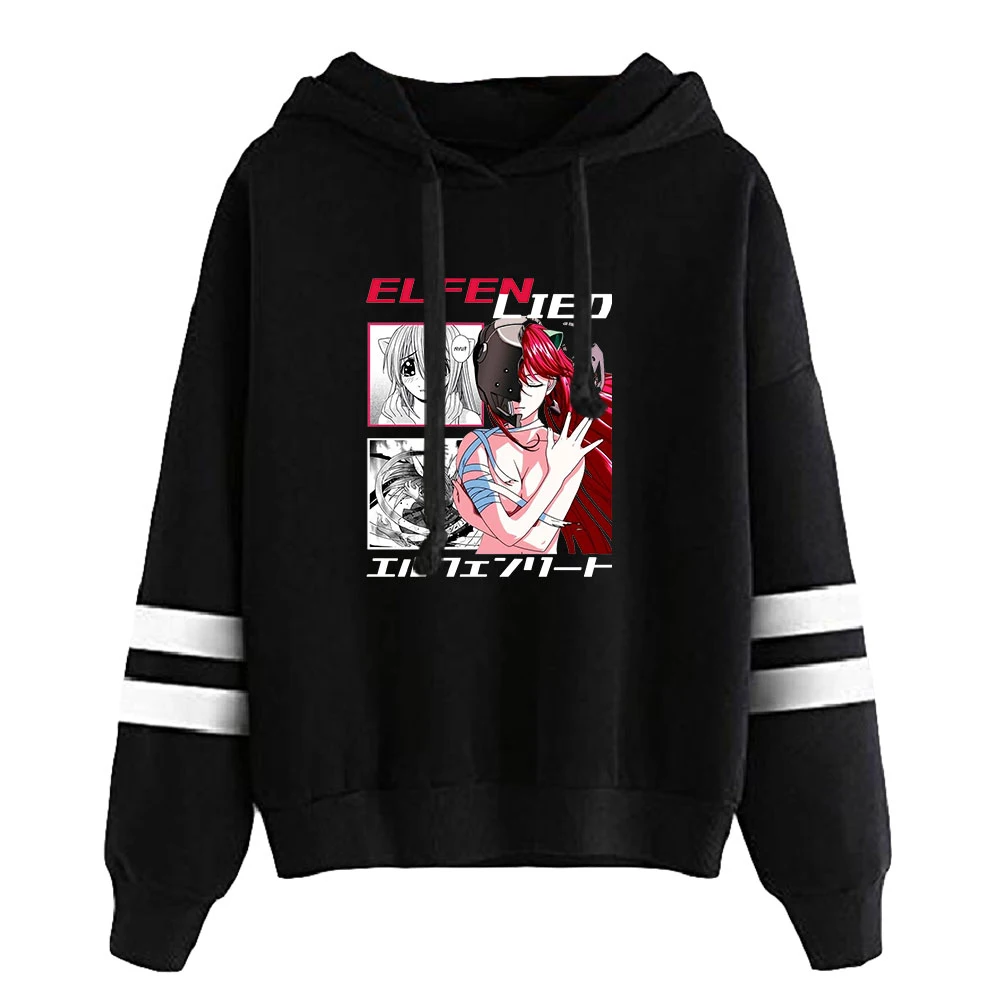 

2026 Elfen Lied Anime Hoodie Unisex Pocketless Sleeve Sweatshirt Men Women's Hooded Pullover Harajuku Streetwear 90s Youthful