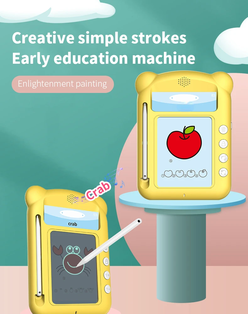 Estudante Primário Escrita Eletrônica LCD Board, Brinquedo Aprendizagem de Línguas, Escrita Inteligente e Máquina de Leitura Infantil