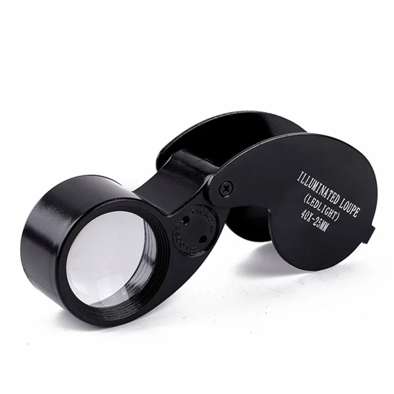 

Magnification 40X 25mm Folding Portable Jewelry Lighted Magnifier Eye Jewel Loupes Pocket Magnifying Glass with LED Lights