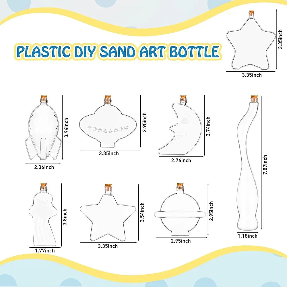 Plastic Sand Art Bottles for Kids Clear Sand Art Containers Funnels Wishing Bottles Sand Storage Jars for DIY Art Crafts Project