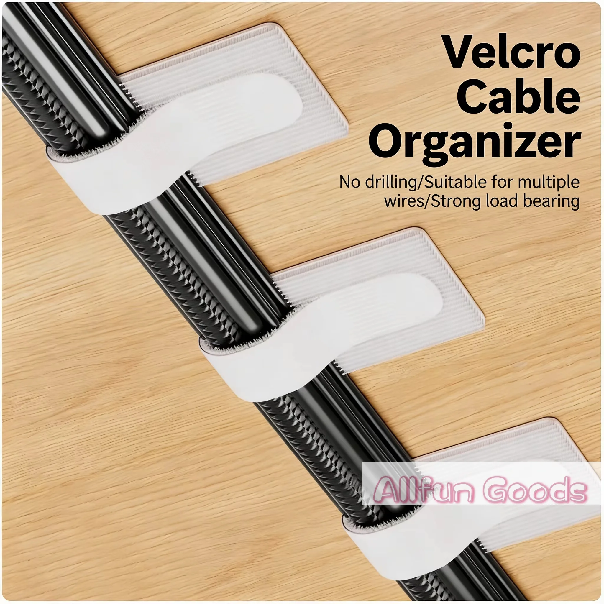 Self Adhesive Reusable Fasten Wire Cable Organizer Hook&Loop Ties Adjustable Cord Straps For Home Office Desk Cable Management