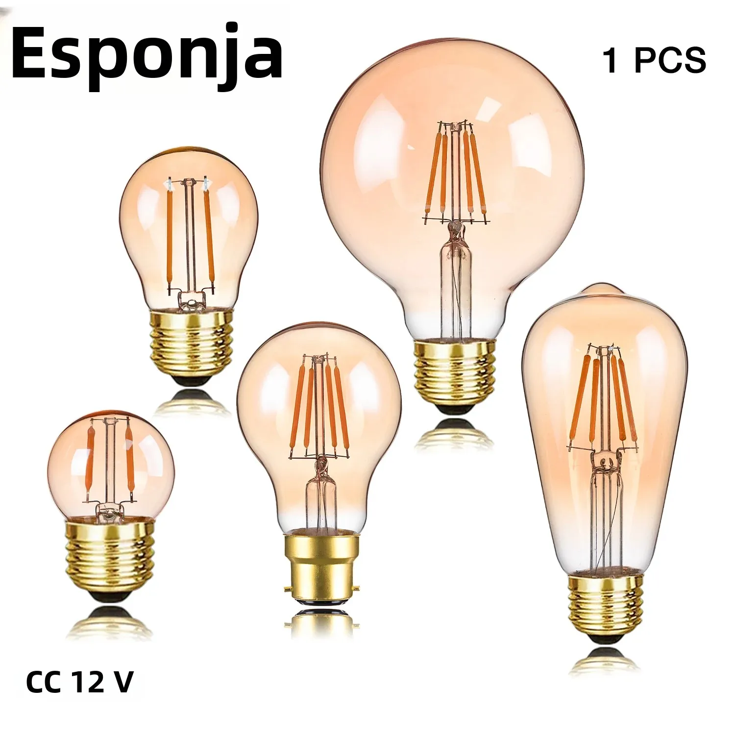 Sphoon 12V Lâmpada LED para iluminação interior RV Vidro âmbar E27 Base Baixa Volts DC Lâmpada vintage para sistemas de bateria de acampamento
