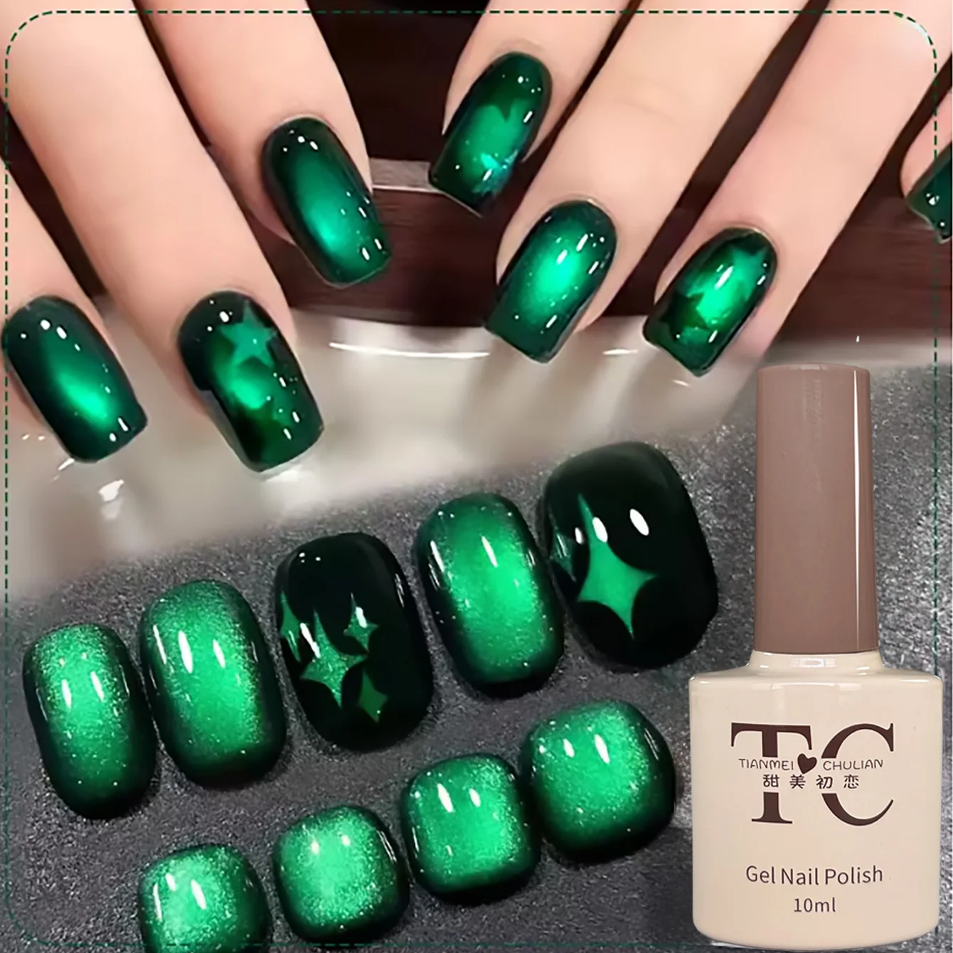 1-9 Stück TC Flow Light Weißer Katzenauge-Gel-Nagellack Ultra-Glanz Abziehbarer UV-Gel Spiegel-Glas-Katzenmagnet-Gel-Lack Nagelzubehör