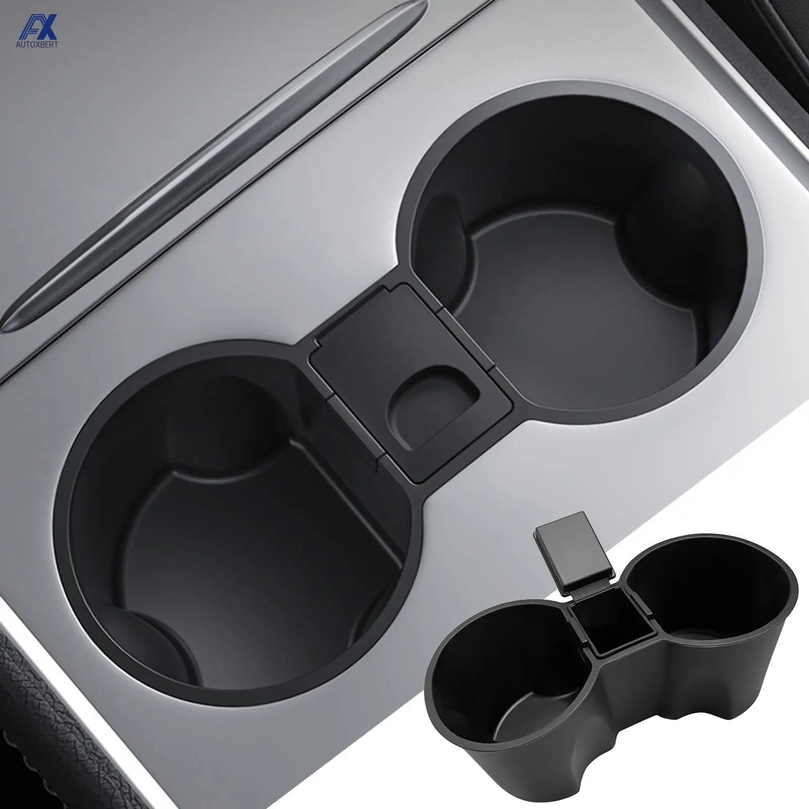 

Car Parts TPE Center Console Water Cup Holder Insert w/ Ashtray Storage Box Liner Accessories For Tesla Model 3/Y 2021 2022 2023