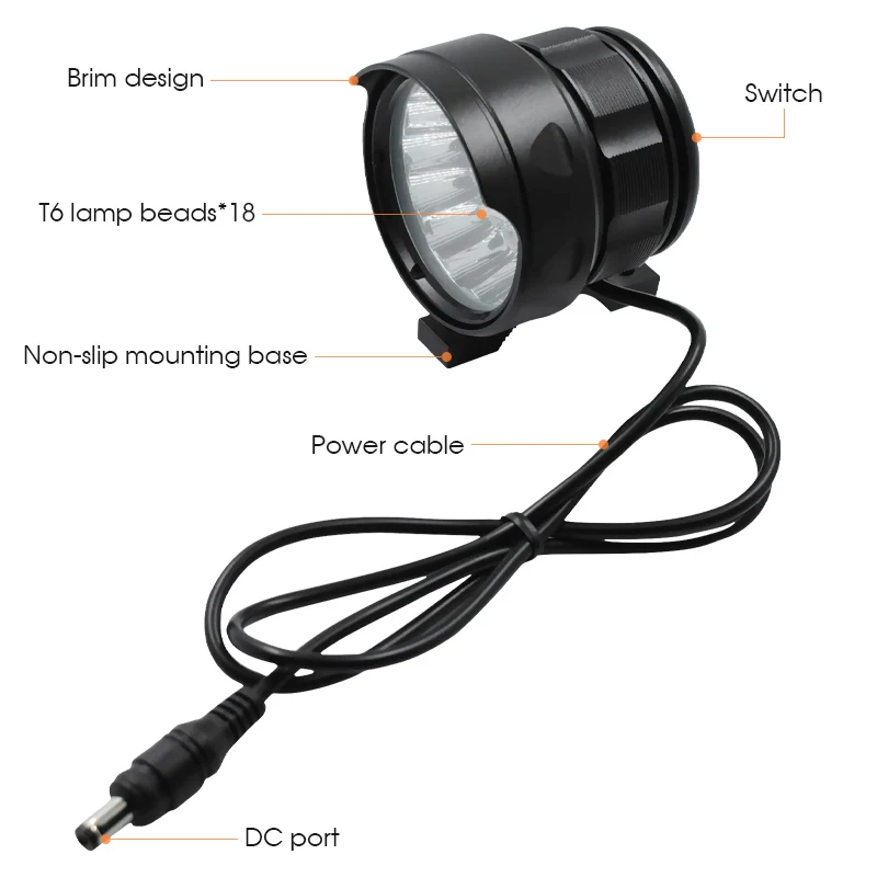 20000 Lumen Bicycle Light 18*T6 LED Cycling Front Light Bike Lights Waterproof Bike Lamp + Rechargeable 18650 Battery Pack