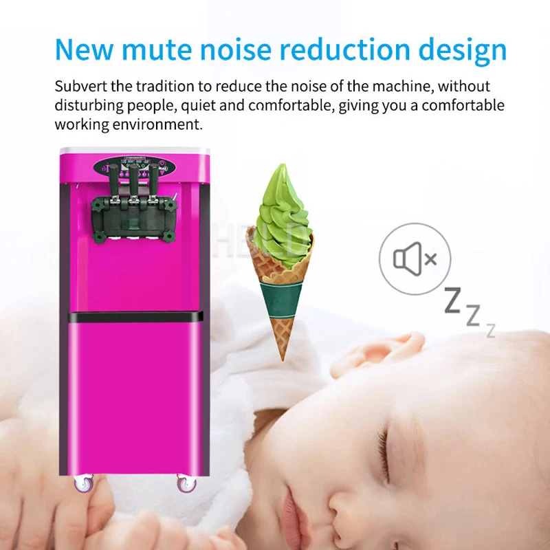 Vertical Multifunctional Ice Cream Machine, Commercial Three Flavor Strawberry Sundae Machine