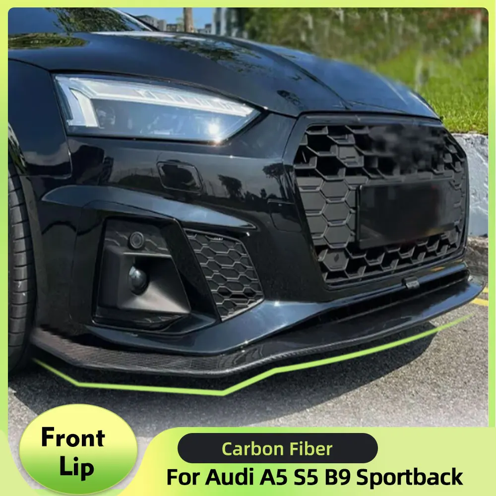 Carbon Fiber Front Bumper Lip Splitters for Audi A5 Quattro A5 Sportback S-LINE S5 B9 Sportback 2021 2022 Front Bumper Lip