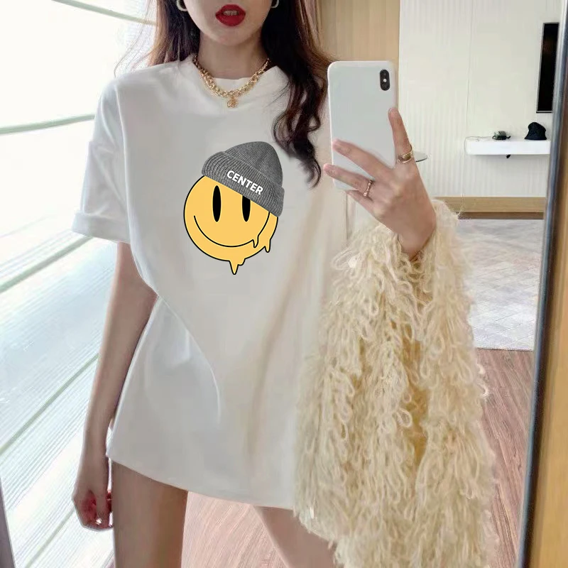 

2024 Hot Sale Heavy Cotton Short-sleeved Trendy Brand Welldone Korean Solid Color Letter Printing Short-sleeved Loose Couple
