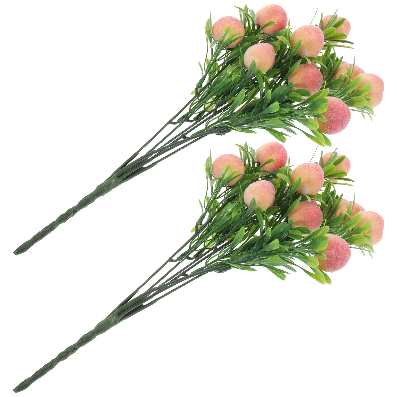 

2pcs Artificial Branches Decor, Plastic Fake Fruit Stem For Vase Filler, Diy Home Wedding Party Decoration, Faux Peach Tree