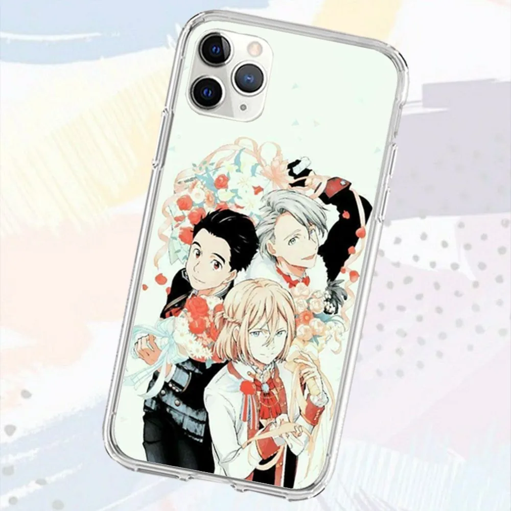 Y-YuriบนI-Iceอะนิเมะเคสโทรศัพท์สําหรับIphone 16 15 11 13 14 Pro Max 7 8 Plus X Xr Xs Max Se2020 12miniฝาครอบโปร่งใส