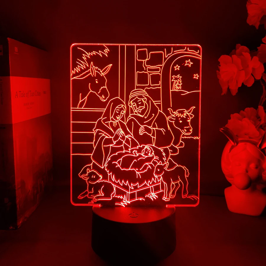 

Jesus Born Led Night Light for Church Decoration Lights Cool Gift for Christians Usb Battery Powered Room Table Lamp Neon Lamp