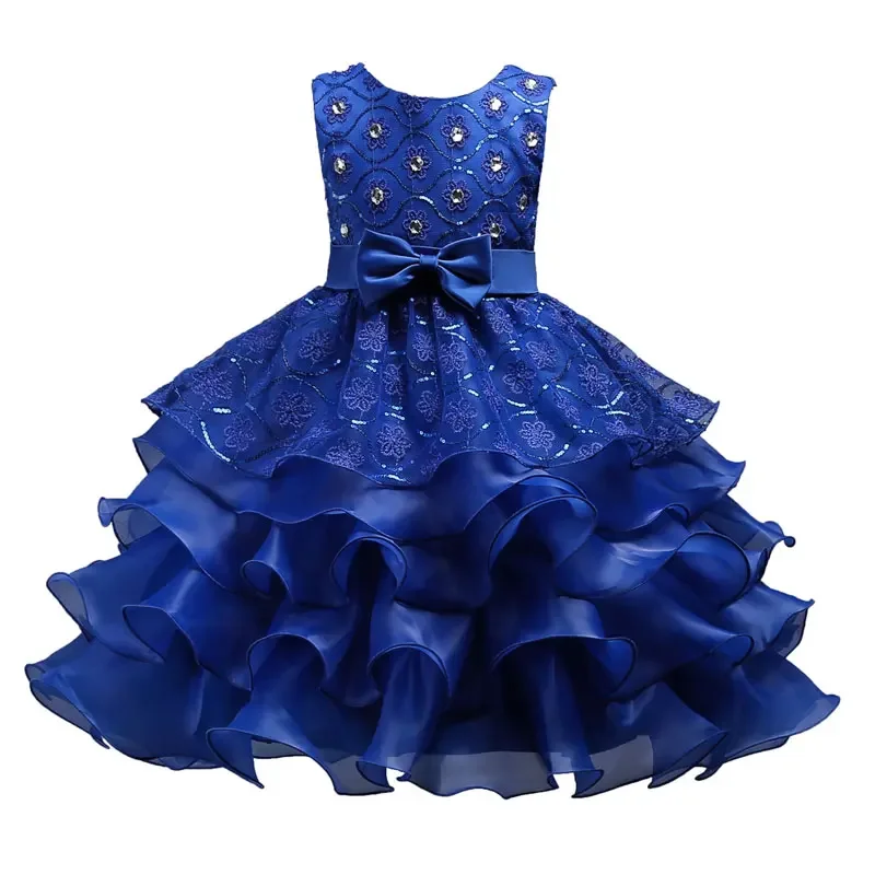 Fashion Bow Princess Dress for Girls Mesh Lace Sleeveless Girls Party Dresses Summer Kids Clothes Girls Dresses 3-15 Years