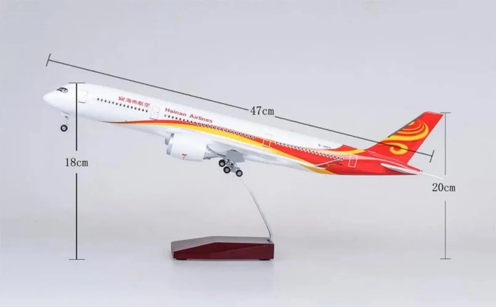 

47cm Large Airplane Model 1:142 Scale Airbus A350 Hainan Airlines Diecast Resin Aircraft With Lights & Wheels Educational Gift