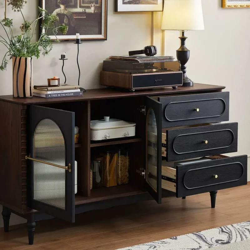 Nordic medieval lado de jantar retro simples armazenamento francês madeira maciça integrado armário parede sala estar armário chá