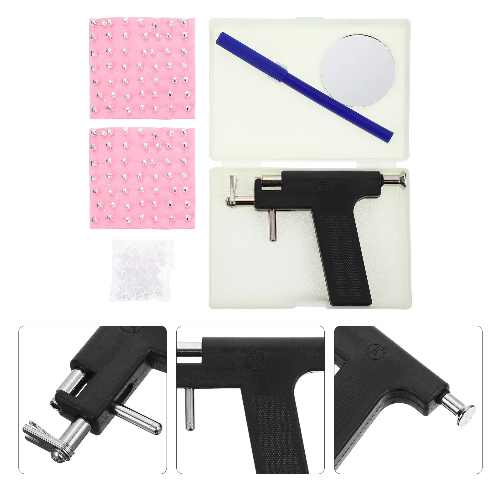 

1 комплект, набор для пирсинга ушей, профессиональный практичный дизайн, портативный инструмент для пирсинга ушей, носа, удобный опыт