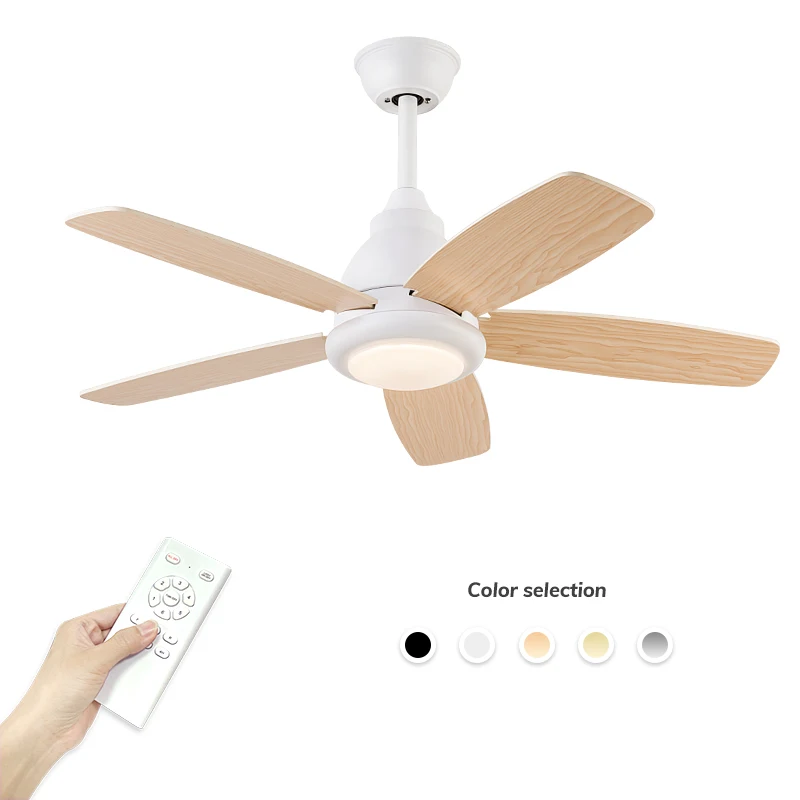 

48-Inch LED Ceiling Fan with Light, Minimalism Style, Remote Control 3-Blade ABS Wood-Look Fan Blades for Bedroom or Study Room