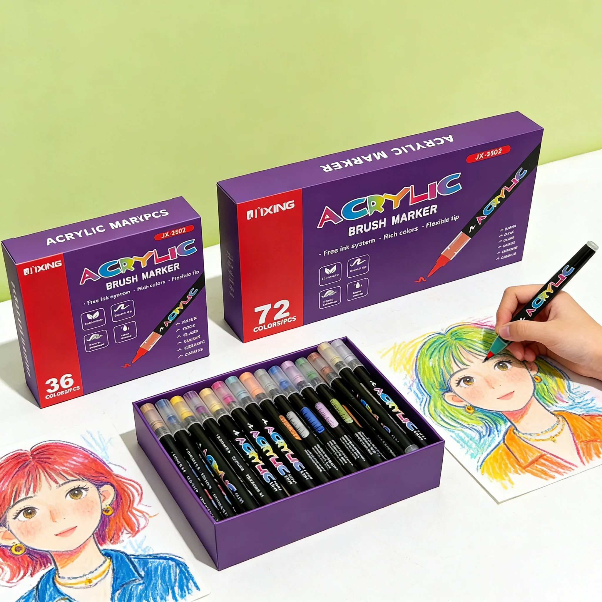 

12-84 Colors Acrylic Paint Markers Brush Tip Acrylic Paint Pens Quick-Drying Waterproof Ink for Rock Painting Wood Canvas Glass