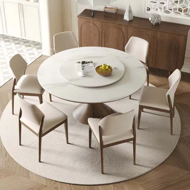 Turntable Wooden Dining Table Modern Multifuctional Design Luxury Table Restaurant Round Nordic Tavolo Pranzo Kitchen Furniture