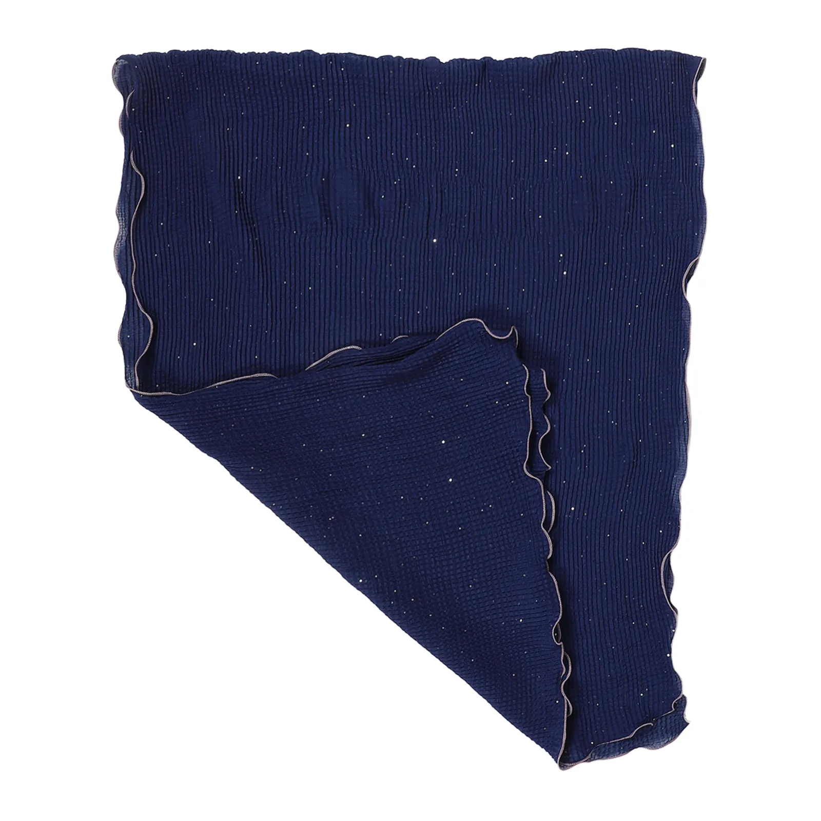 

Honeycomb Crinkle Head Scarf Lightweight Beach Everyday Navy Polyester Pregnant Woman Halloween Bandana Ruffled Edge