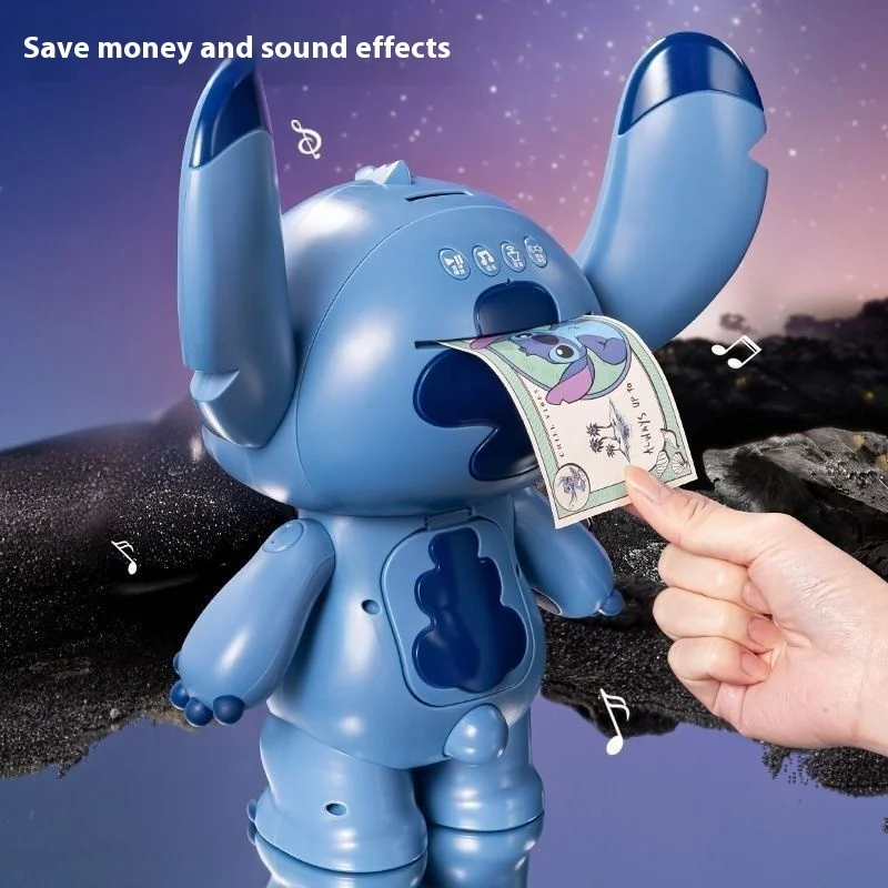 

Stitch Large Desktop Ornament With Sound Function Electric Piggy Bank Soft Children'S Gift Hand-Made Inspired Action Figure