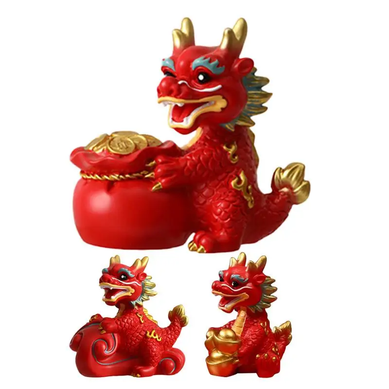 

Chinese Dragon Statue Decorative Zodiac Dinosaur Ornament New Year Cute Little Dragons Props Home Animal Figurines Miniatures