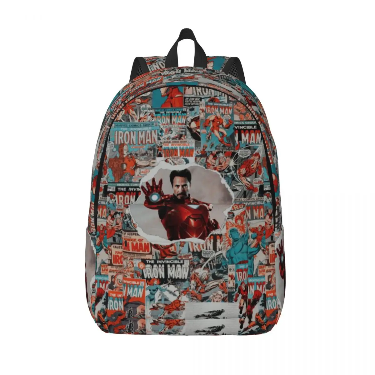 Custom Wallpapers Canvas Backpack for Men Women Waterproof School College Iron Man Bag Print Bookbag