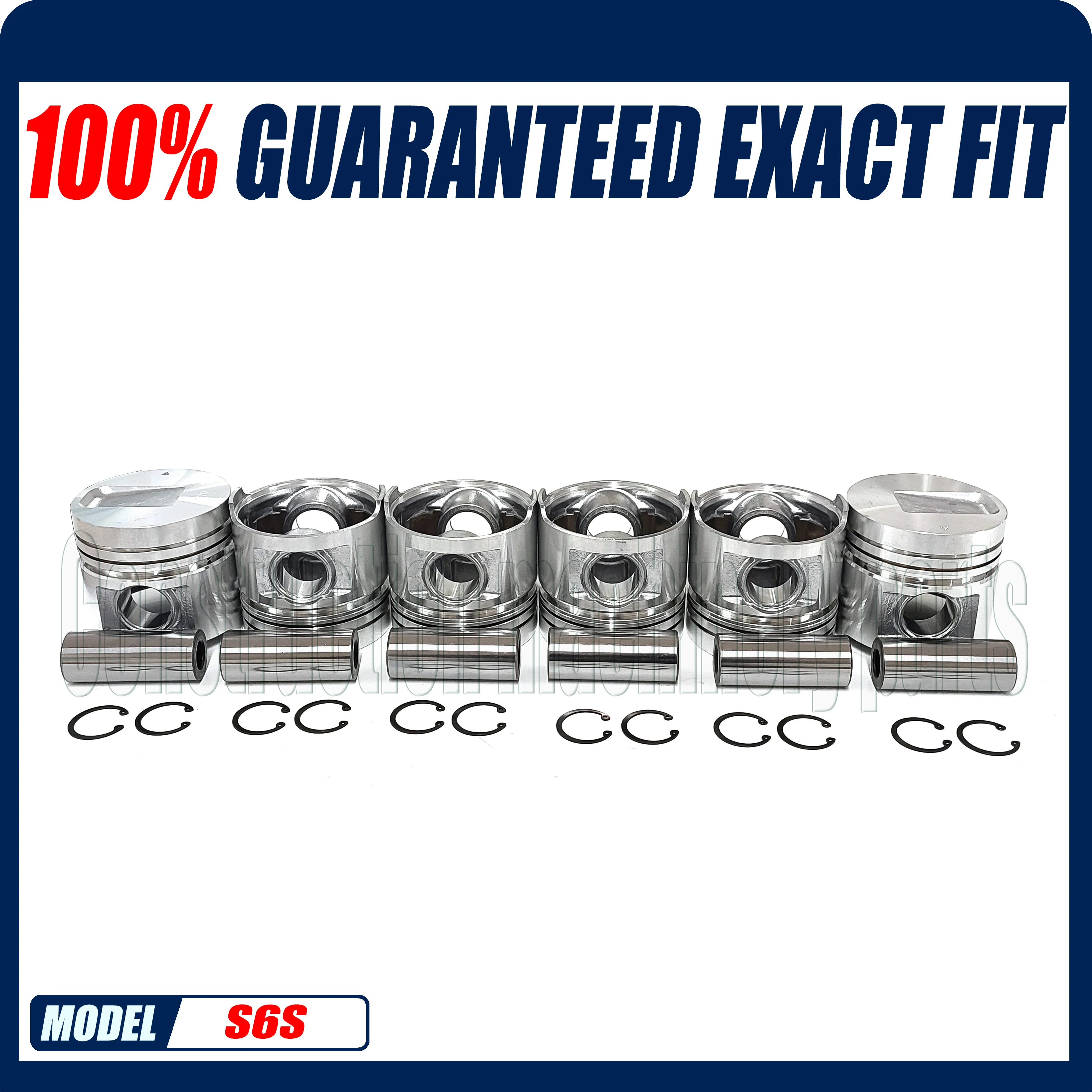 Juego de 6 pistones de motor S6S de 94 mm para motor MITSUBISHI con pasador y clips