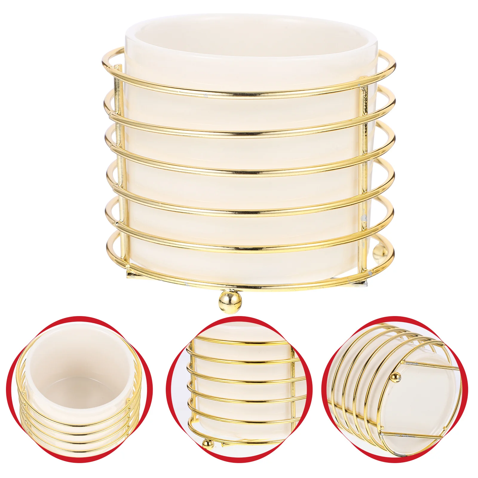 

Ceramic Pen Holder Iron Stand Desk Organizer Pencil Cup For Stationery Storage Office Desktop Sundries Container