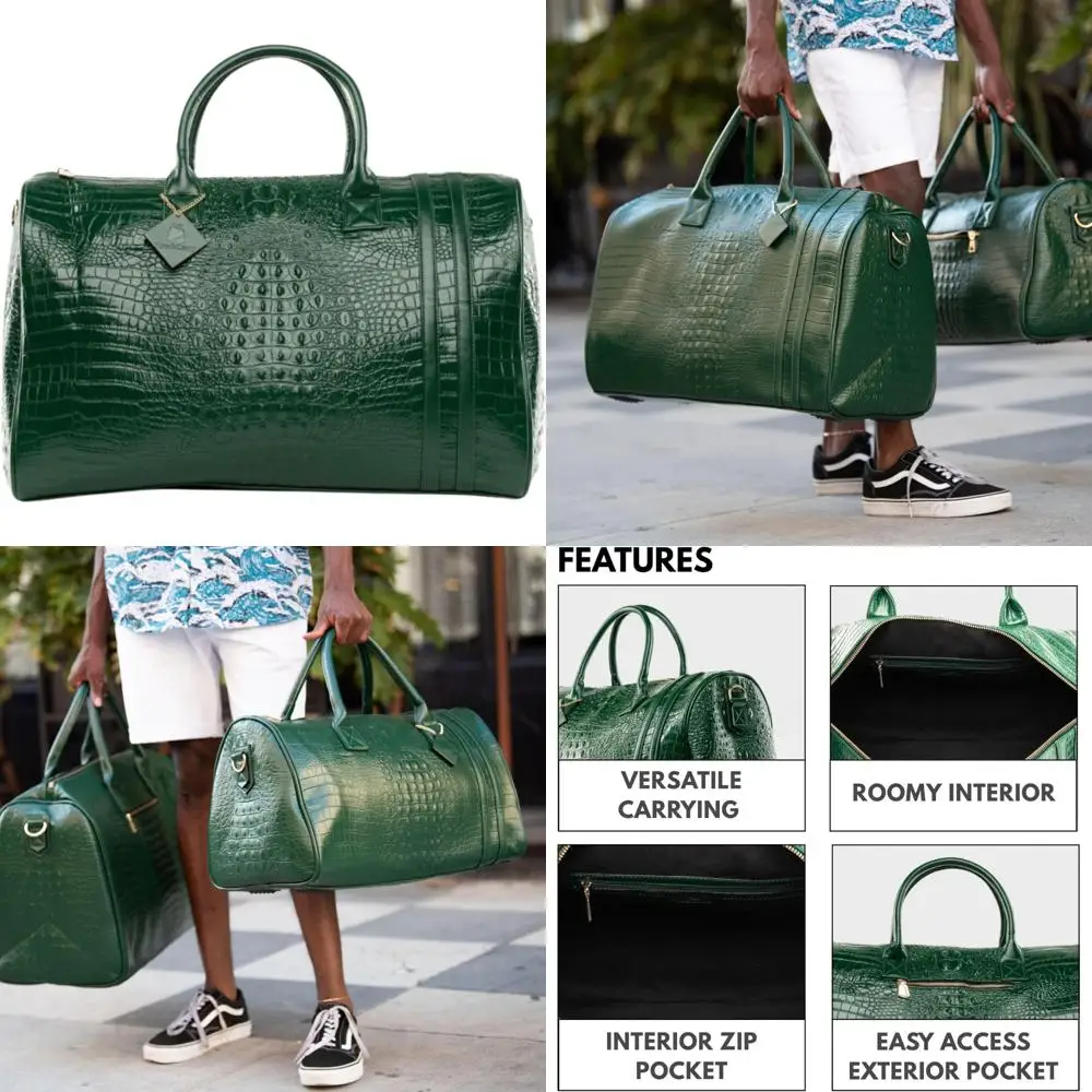 

Vegan Leather Duffle Bag TSA-Approved Carry-On for Travel, Weekend, Gym, Unisex Use, Gold Hardware, Ideal for Men and Women